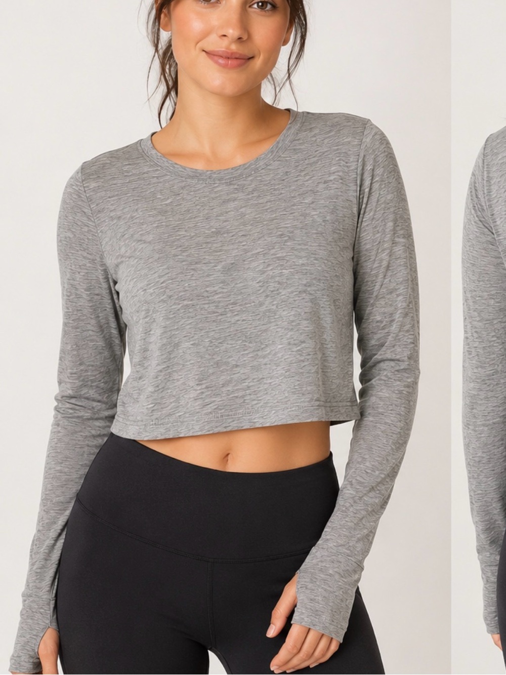 NWT Aerie OFFLINE Gray Modal Cropped Long Sleeve Soft Lounge Top Medium